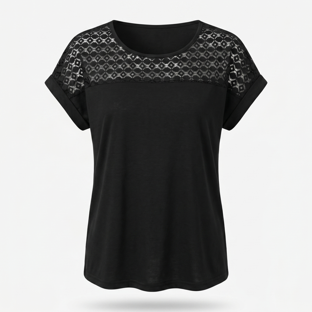 Thea | Floral Lace Shoulder Batwing Top