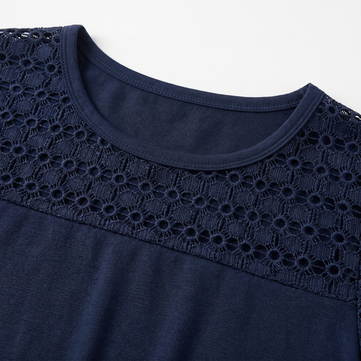 Thea | Floral Lace Shoulder Batwing Top