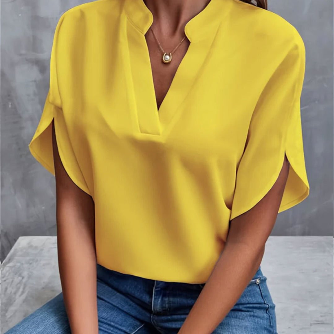 Freya | Split Sleeve Stand Collar Blouse