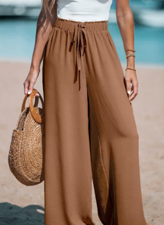 Amelia | Summer Wide Leg Linen Pants with Drawstring