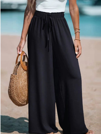 Amelia | Summer Wide Leg Linen Pants with Drawstring