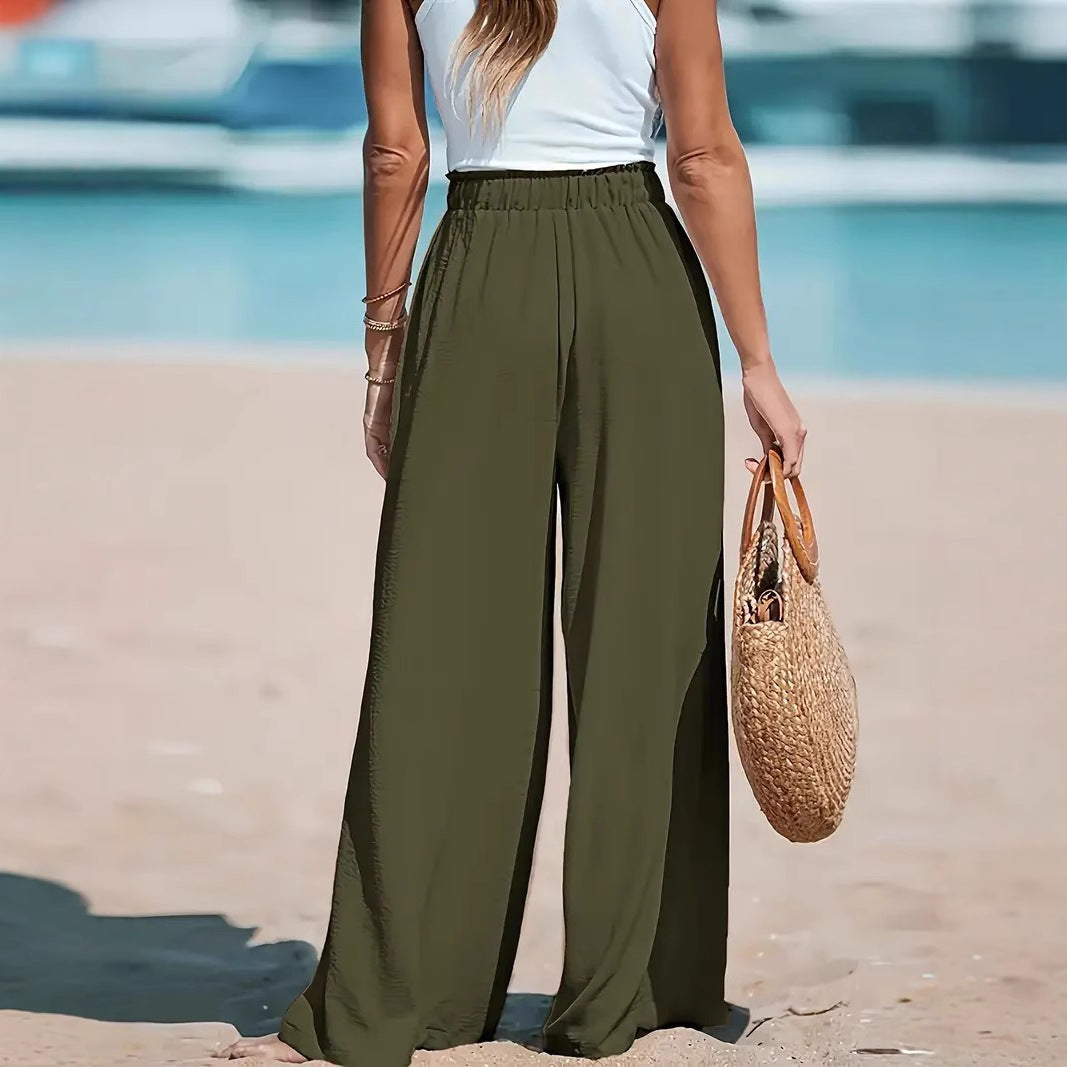 Amelia | Summer Wide Leg Linen Pants with Drawstring