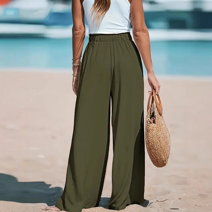 Amelia | Summer Wide Leg Linen Pants with Drawstring