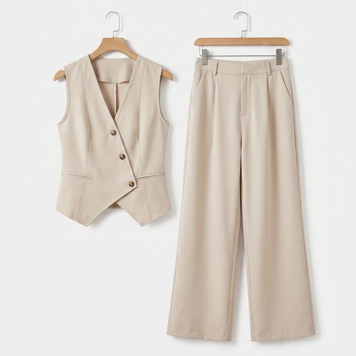 Aria | Tailored Set – Asymmetric Vest with Wide-Leg Trousers