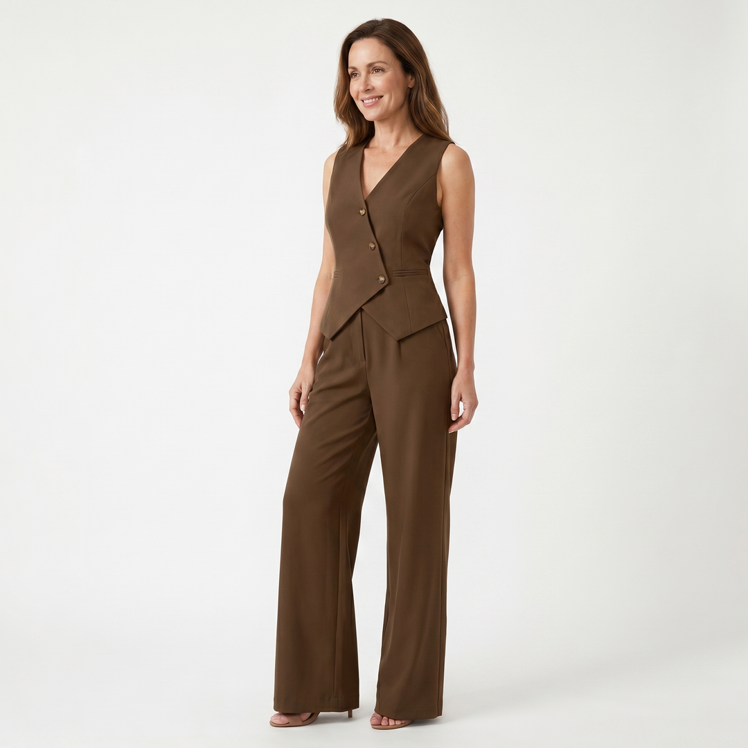 Aria | Tailored Set – Asymmetric Vest with Wide-Leg Trousers
