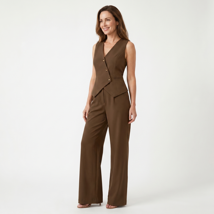 Aria | Tailored Set – Asymmetric Vest with Wide-Leg Trousers