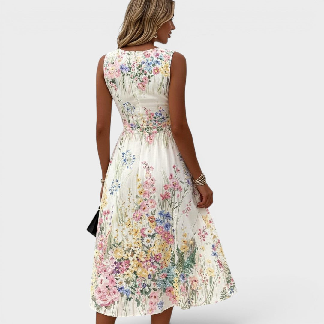 Kimberly | Sleeveless Floral Midi Dress