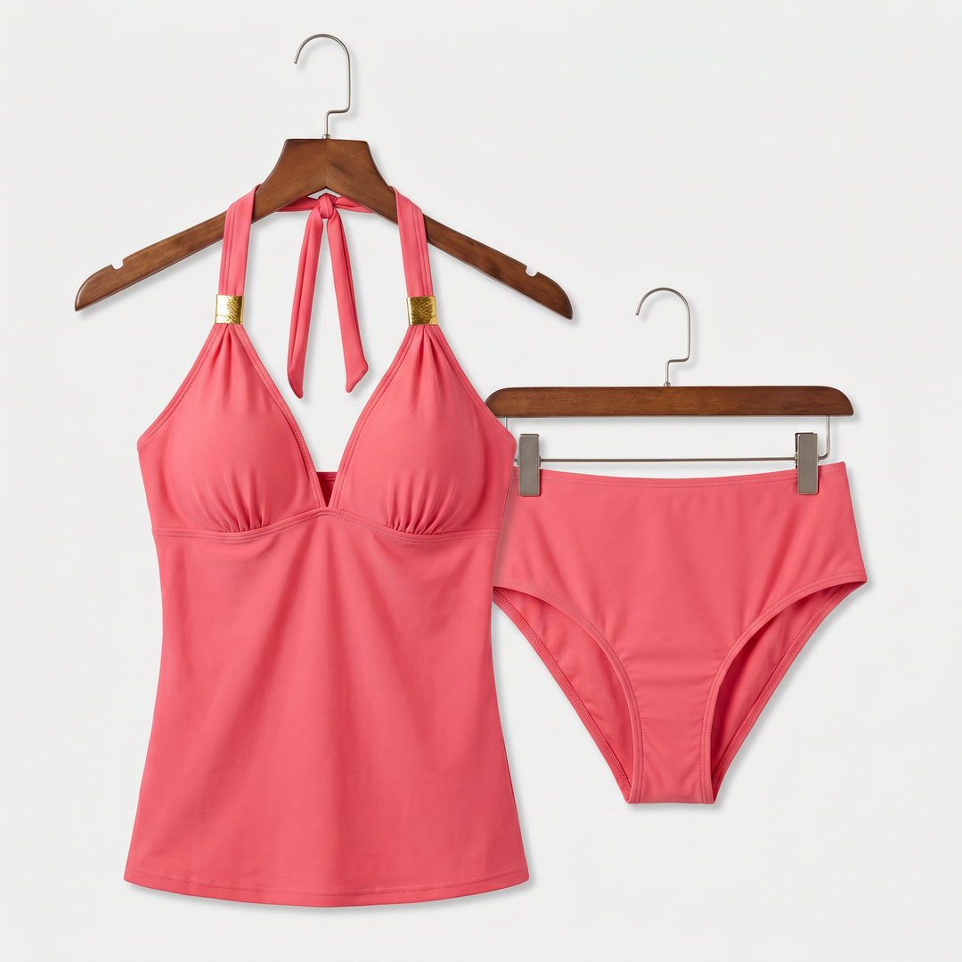Chloe | Tankini Set – Tie Halter Neck V-Neck