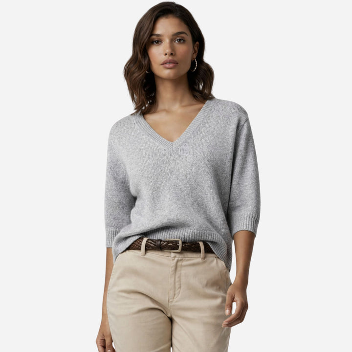 Faye | Elegant V-Neck Knit for Summer Grace