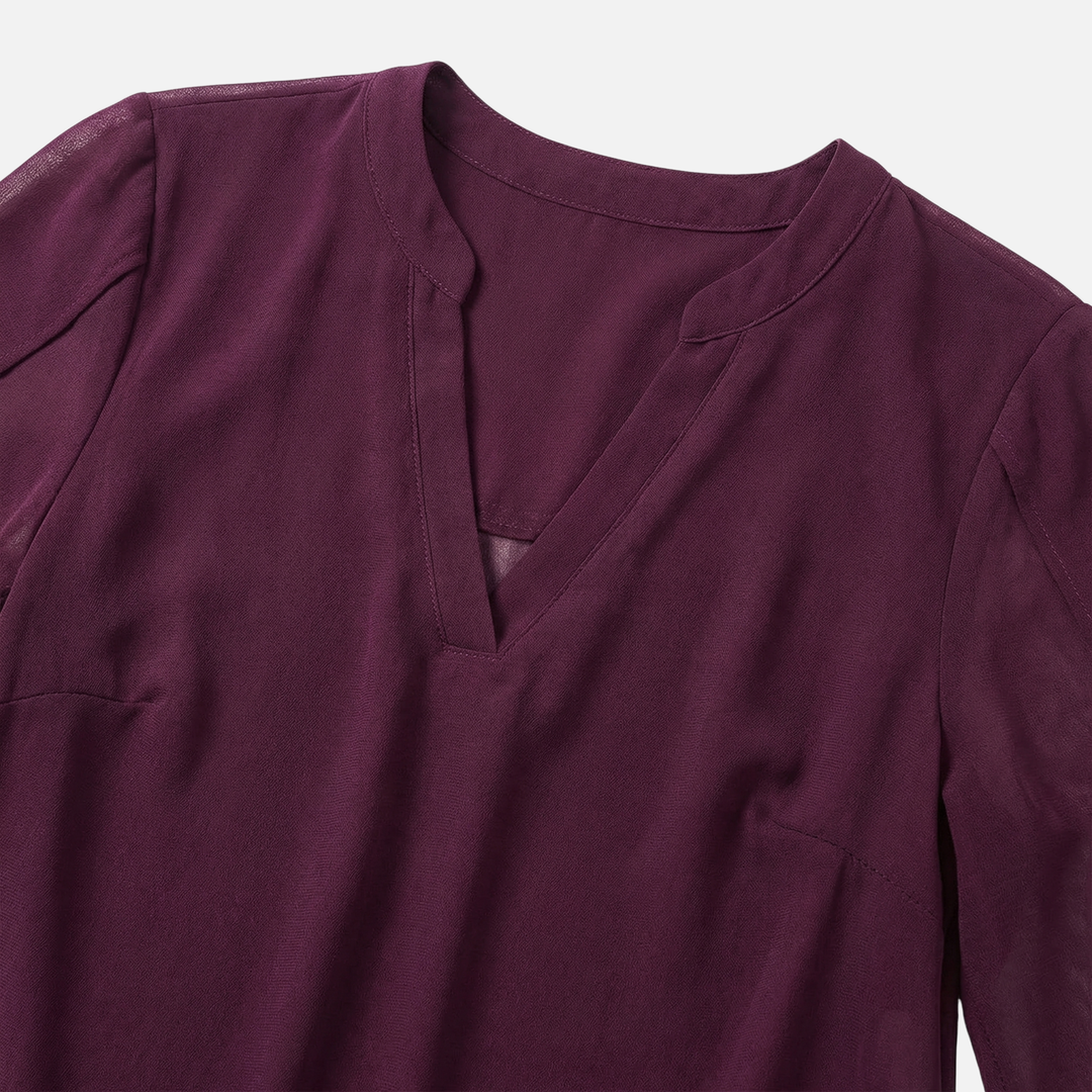 Sofia | V-Neck Slit Sleeve Tiered Hem Chiffon Top