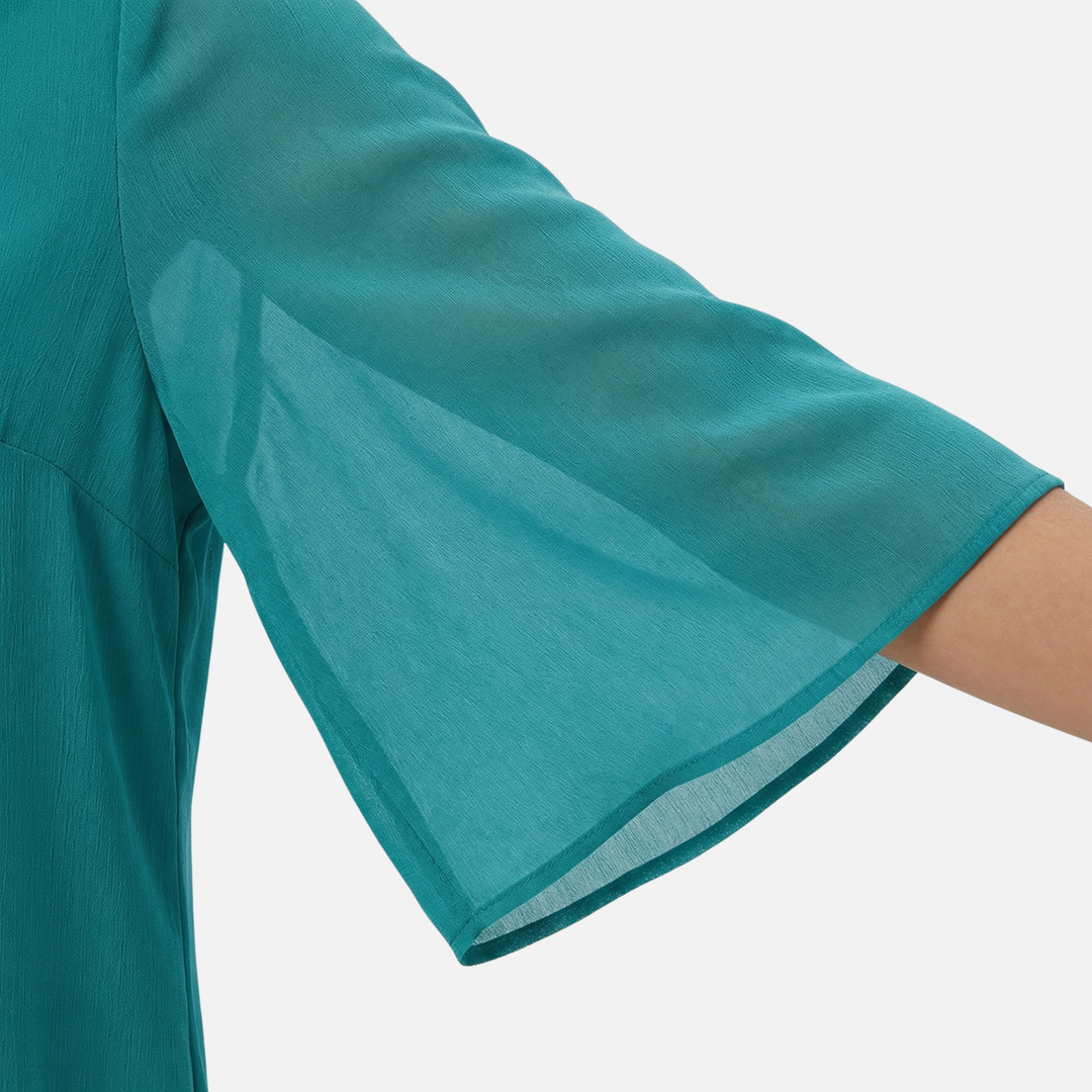 Sofia | V-Neck Slit Sleeve Tiered Hem Chiffon Top