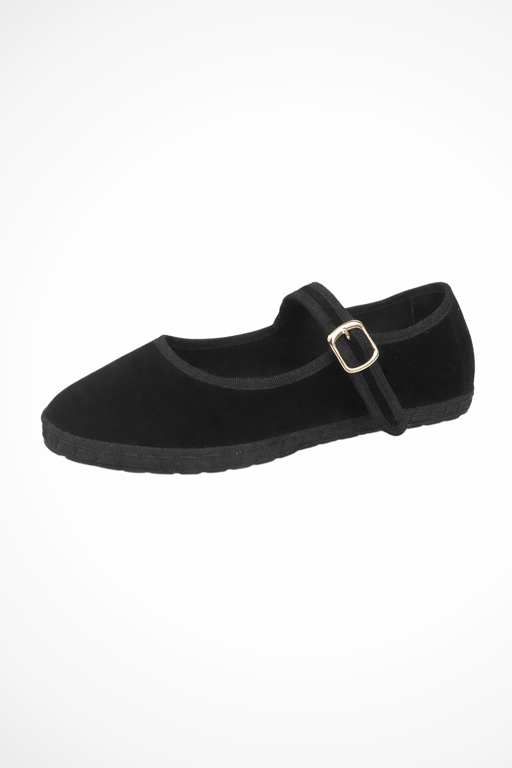 Bella | Velvet Mary Jane Ballet Flats with Round Toe and Buckle
