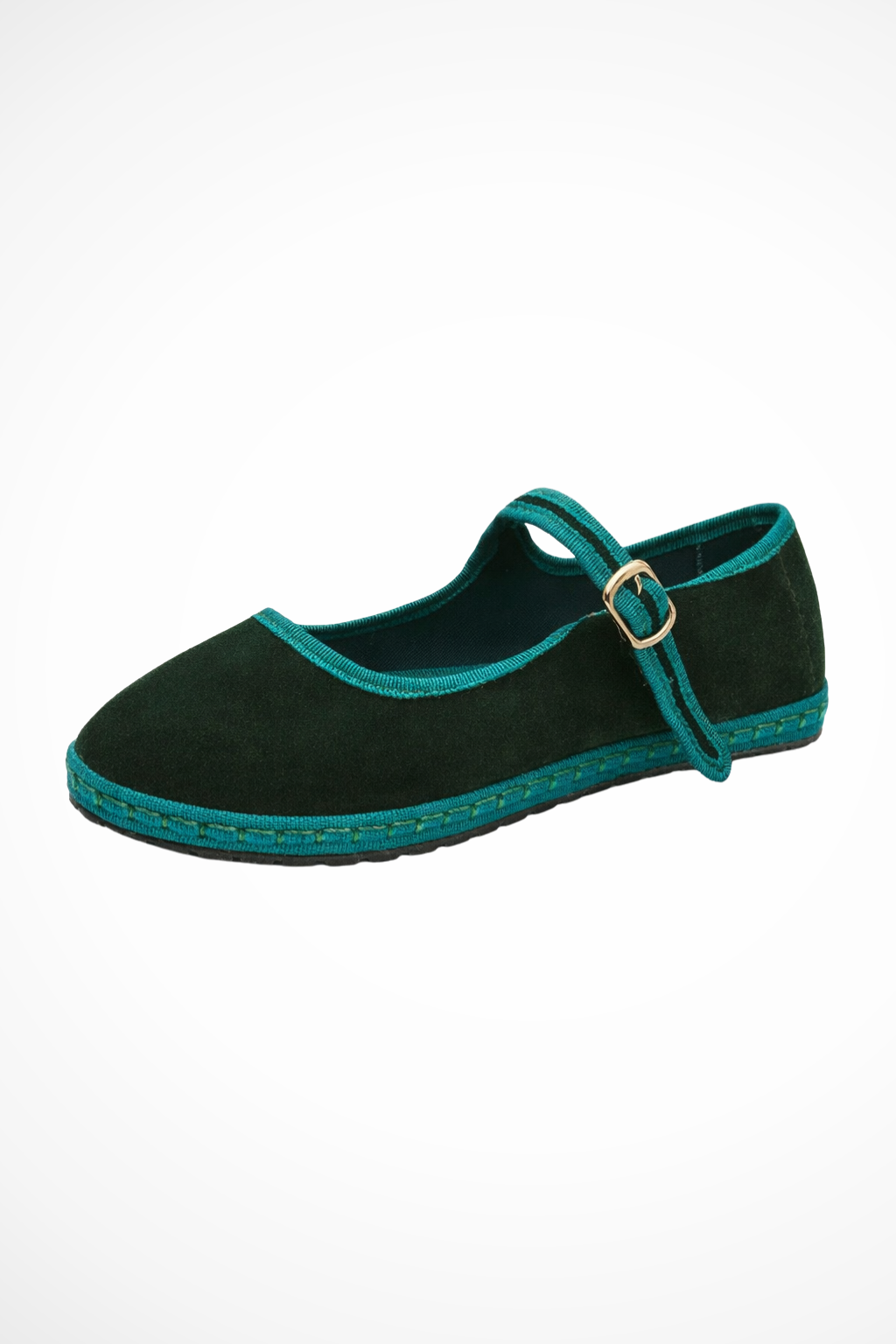 Bella | Velvet Mary Jane Ballet Flats with Round Toe and Buckle