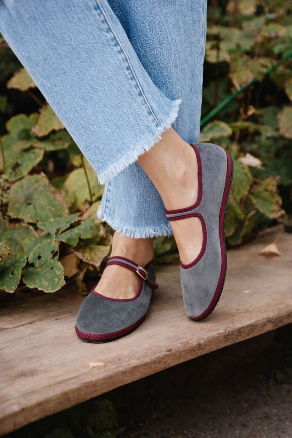 Bella | Velvet Mary Jane Ballet Flats with Round Toe and Buckle