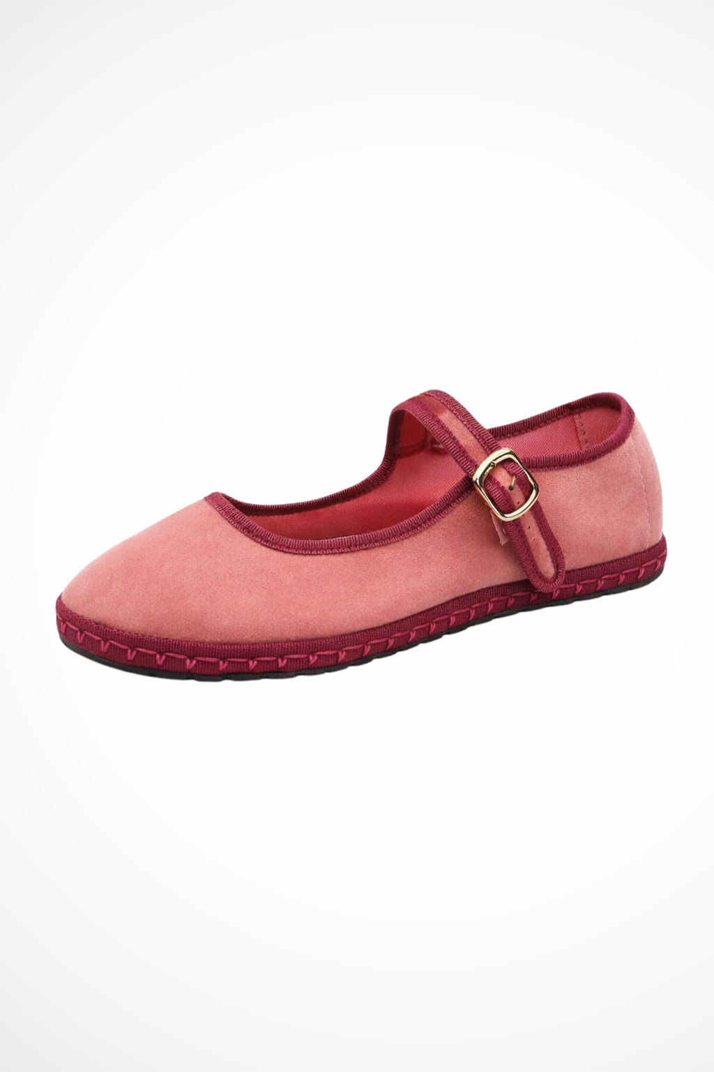Bella | Velvet Mary Jane Ballet Flats with Round Toe and Buckle