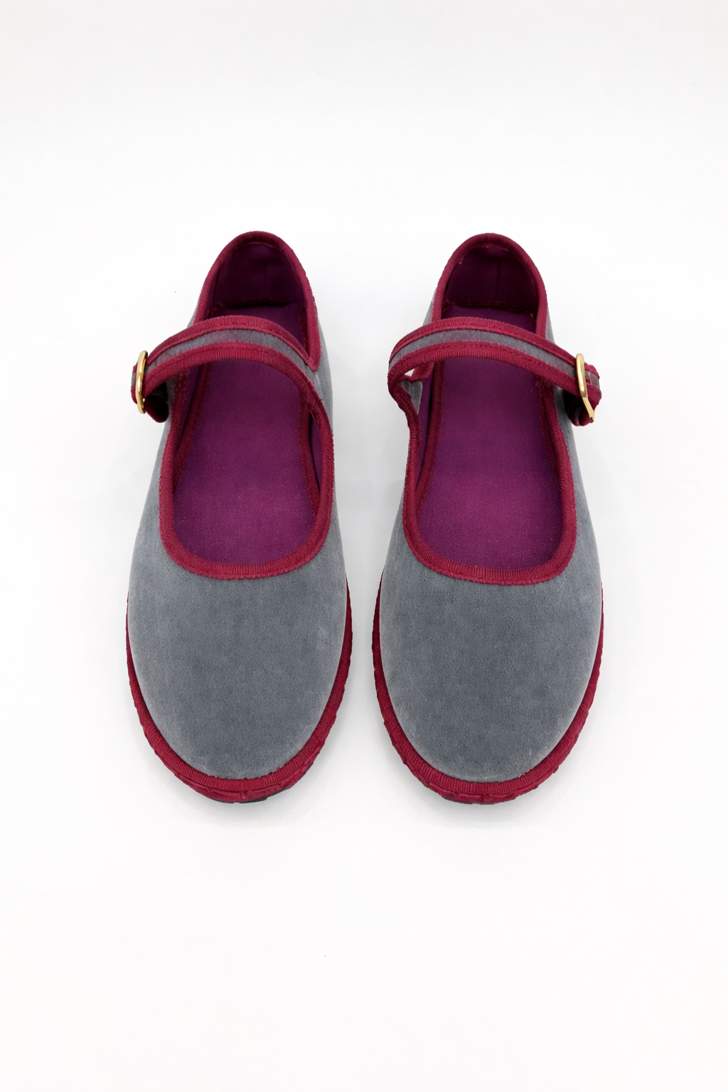 Bella | Velvet Mary Jane Ballet Flats with Round Toe and Buckle