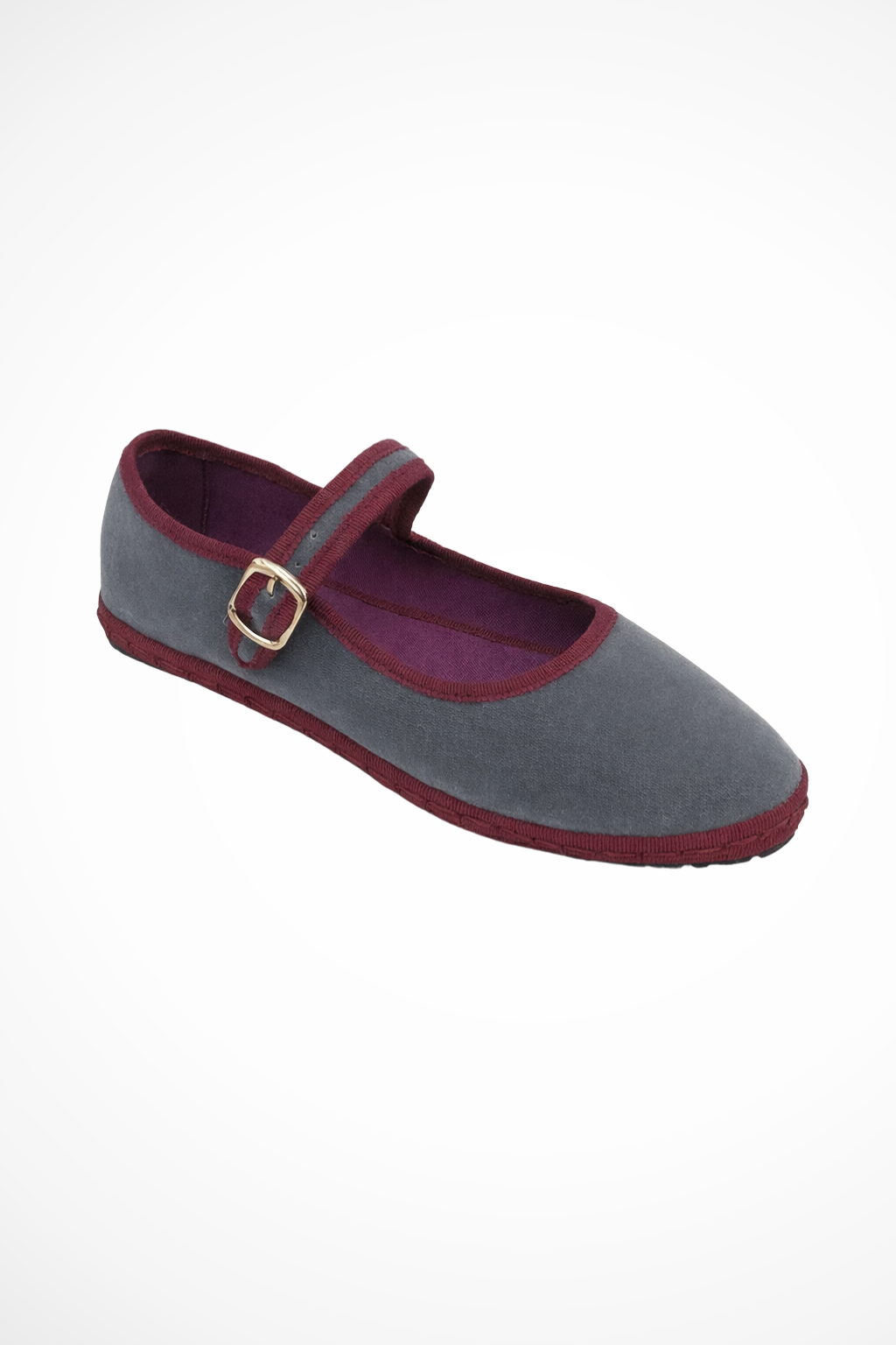 Bella | Velvet Mary Jane Ballet Flats with Round Toe and Buckle