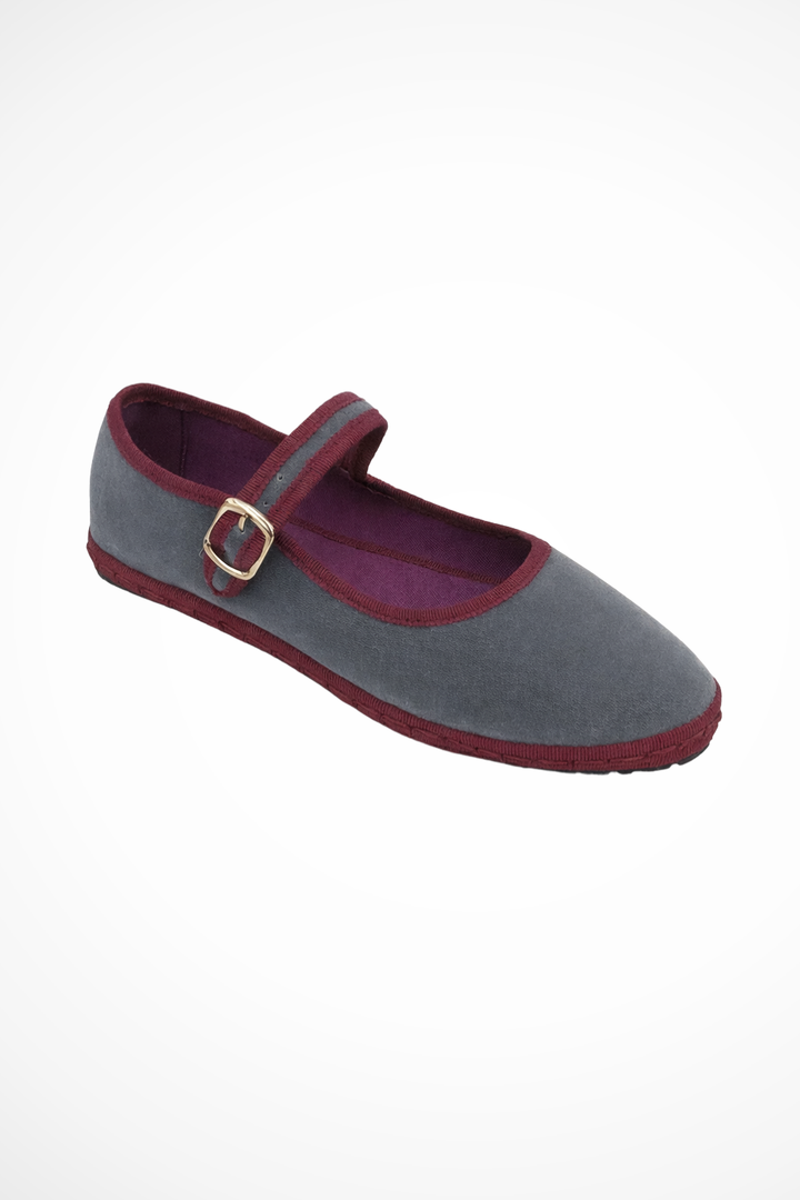 Bella | Velvet Mary Jane Ballet Flats with Round Toe and Buckle