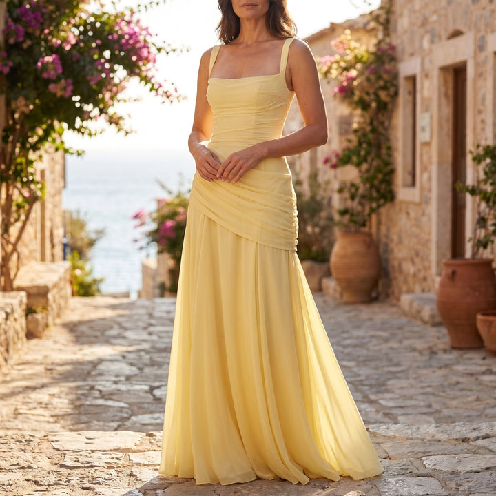 Rhea | Wedding Guest Dress with Flowy Chiffon Fabric