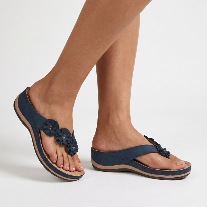 Jasmine | Toe-Post Sandals – Wedge Floral Appliques