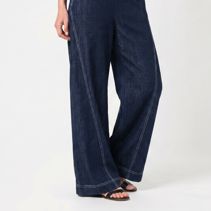 Mila | Denim Jumpsuit with Sleeveless Wide Leg and Front Zipper