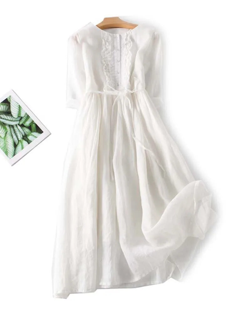 Amara vintage dress in White by Cévora London
