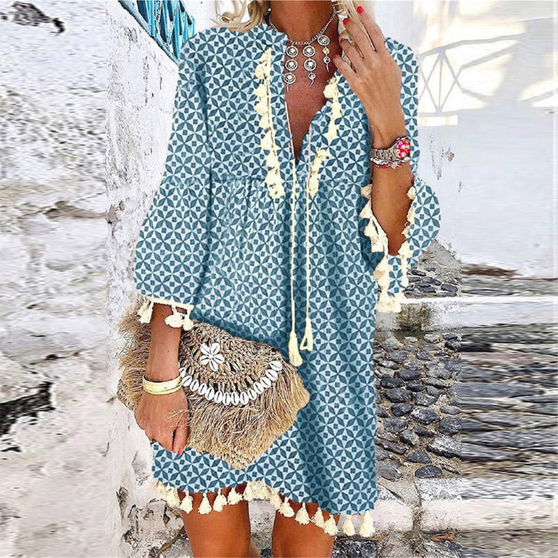 Valentina | Boho Dress – With V-Neck and Mini Length