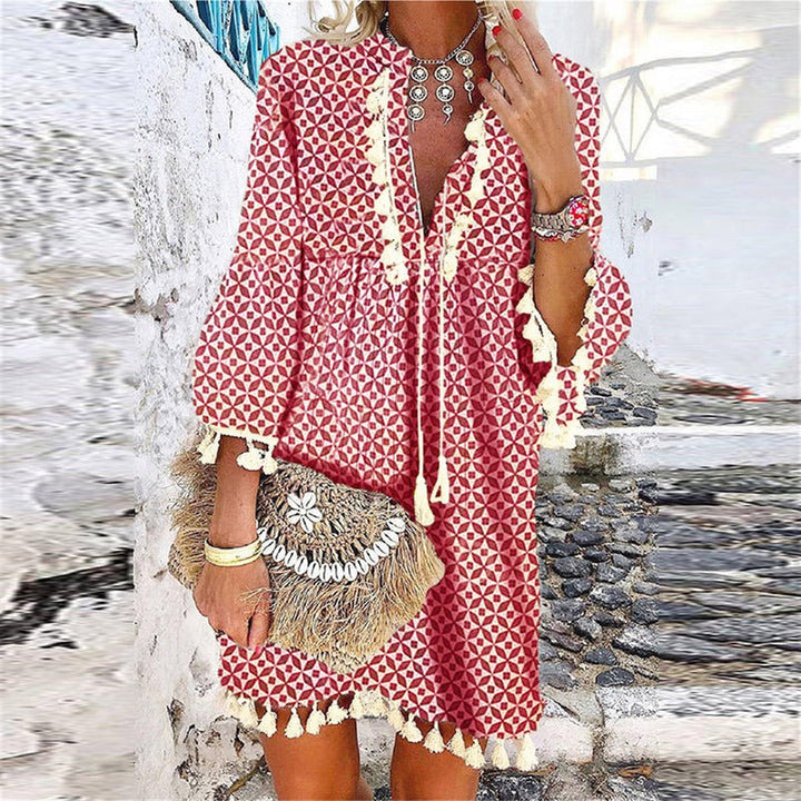 Valentina | Boho Dress – With V-Neck and Mini Length