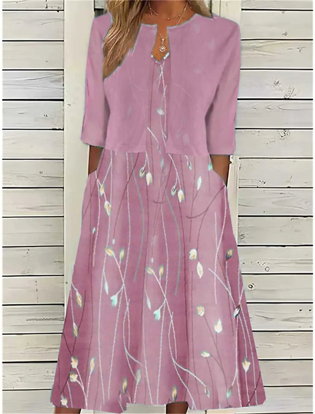 Celine | Elegant Floral Summer Midi Dress Set – With Bolero Shrug