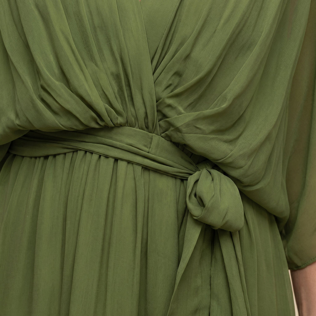 Juliette | Elegant Midi Wrap Dress – With V-Neck and Self-Tie Waist