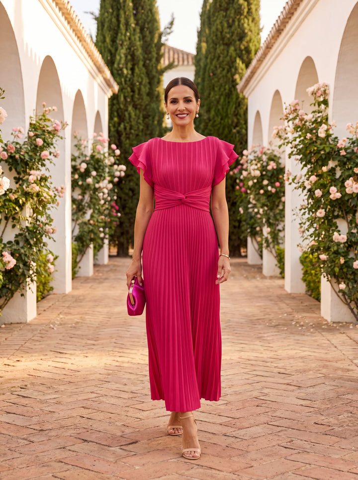 Elise | Elegant Wedding Guest Maxi Dress – Floral Print with Flowy Cut