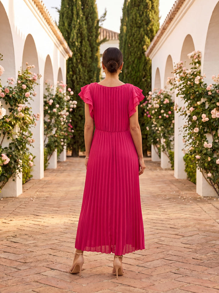 Elise | Elegant Wedding Guest Maxi Dress – Floral Print with Flowy Cut