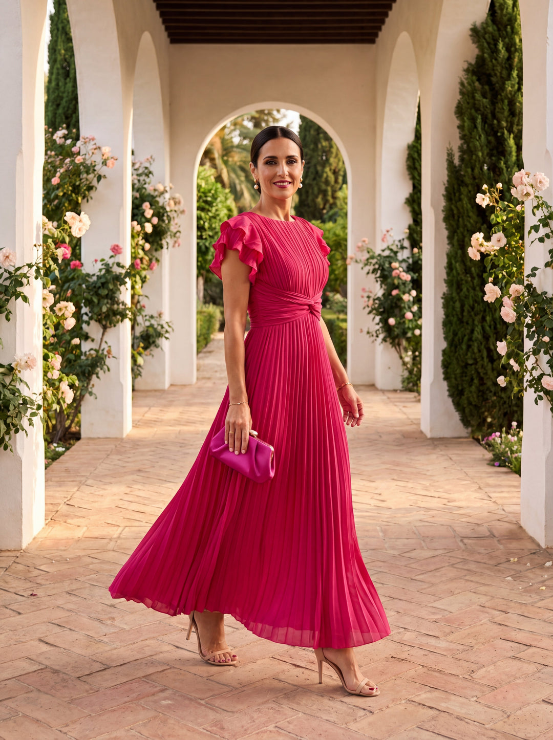 Elise | Elegant Wedding Guest Maxi Dress – Floral Print with Flowy Cut