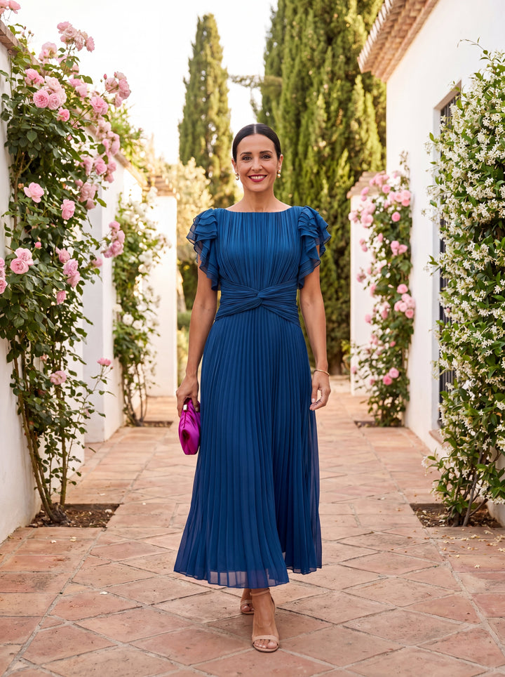 Elise | Elegant Wedding Guest Maxi Dress – Floral Print with Flowy Cut