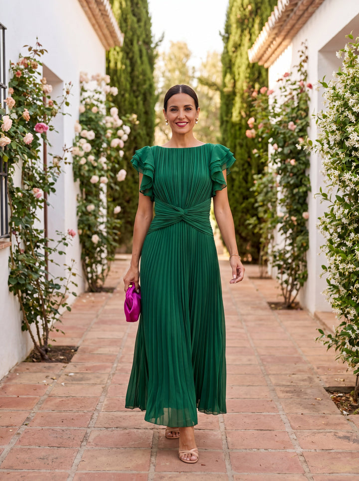 Elise | Elegant Wedding Guest Maxi Dress – Floral Print with Flowy Cut