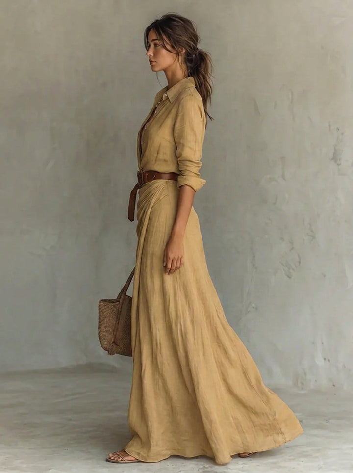 Lily | Flattering Maxi Dress – Lace Collar with Soft Drape