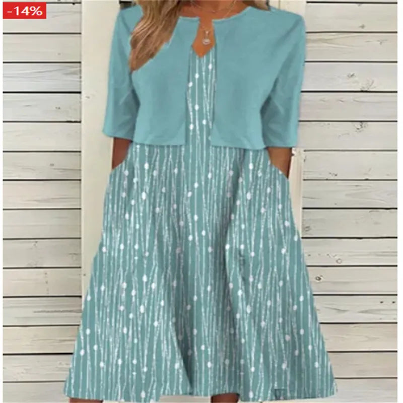Lily | Floral Midi Two-Piece Set – Top and Skirt with Pockets