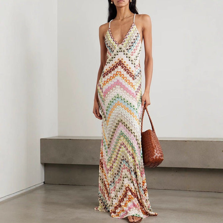 Vera | Graphic Print Maxi Dress – Body-Hugging Silhouette