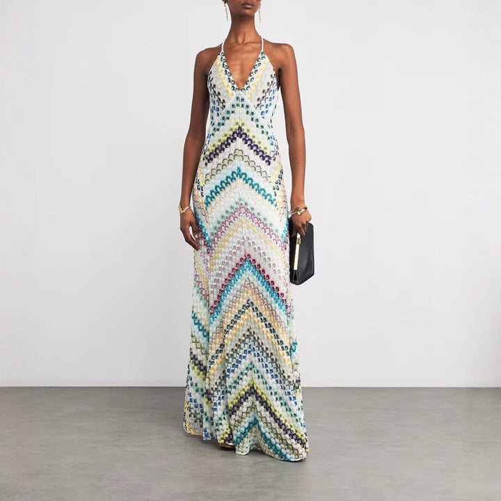 Vera | Graphic Print Maxi Dress – Body-Hugging Silhouette