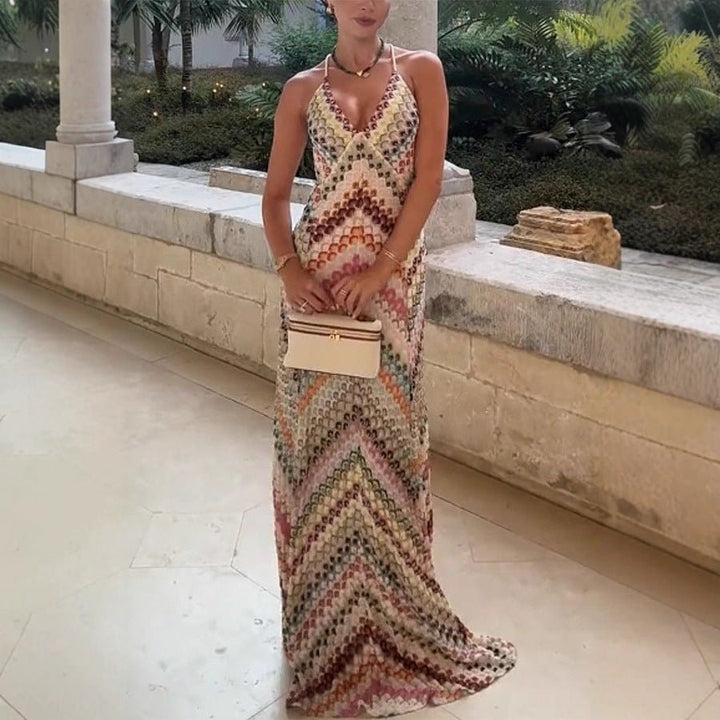 Vera | Graphic Print Maxi Dress – Body-Hugging Silhouette