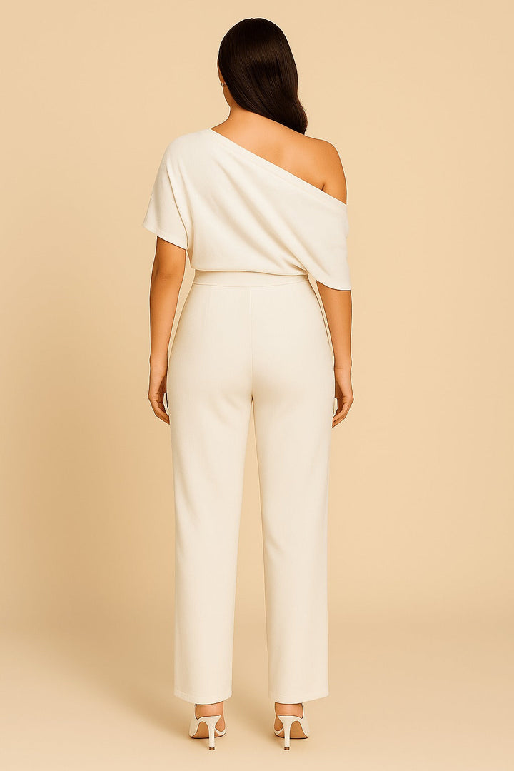 Sofia | Jumpsuit – One-Shoulder Draped Bodice Wide-Leg