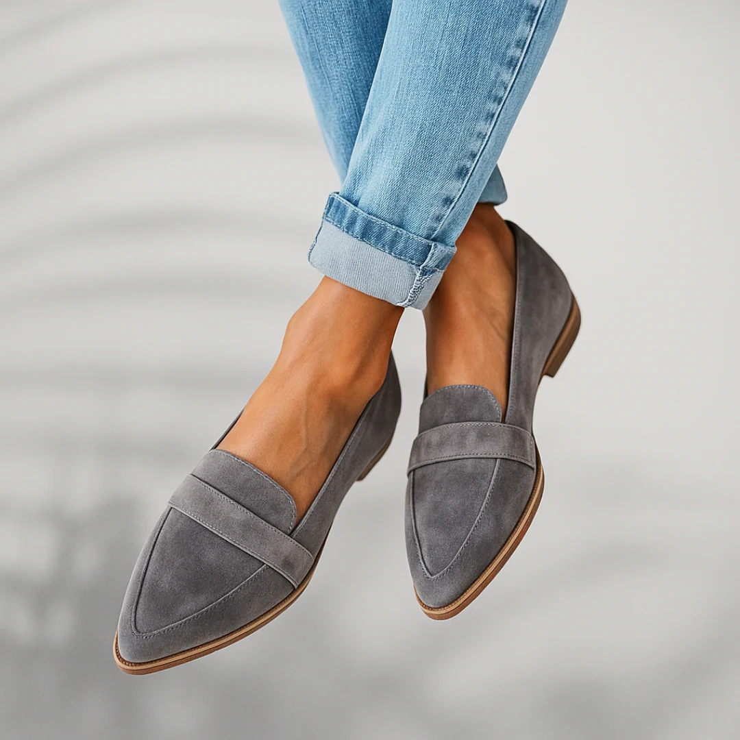 Hannah | Leather Loafers – Block Heel with Penny Loafer Style