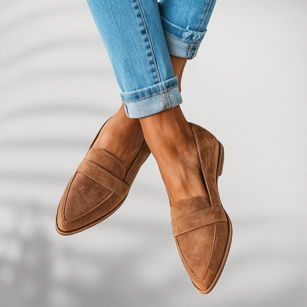 Hannah | Leather Loafers – Block Heel with Penny Loafer Style