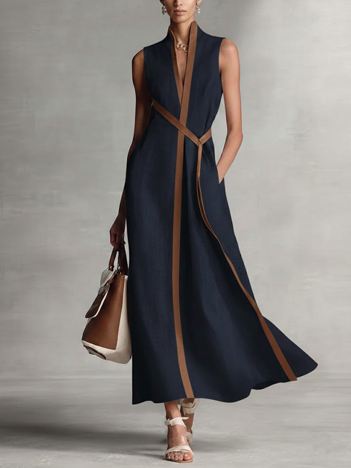 Helena | Lightweight Summer Dress – Sleeveless with Mandarin Collar