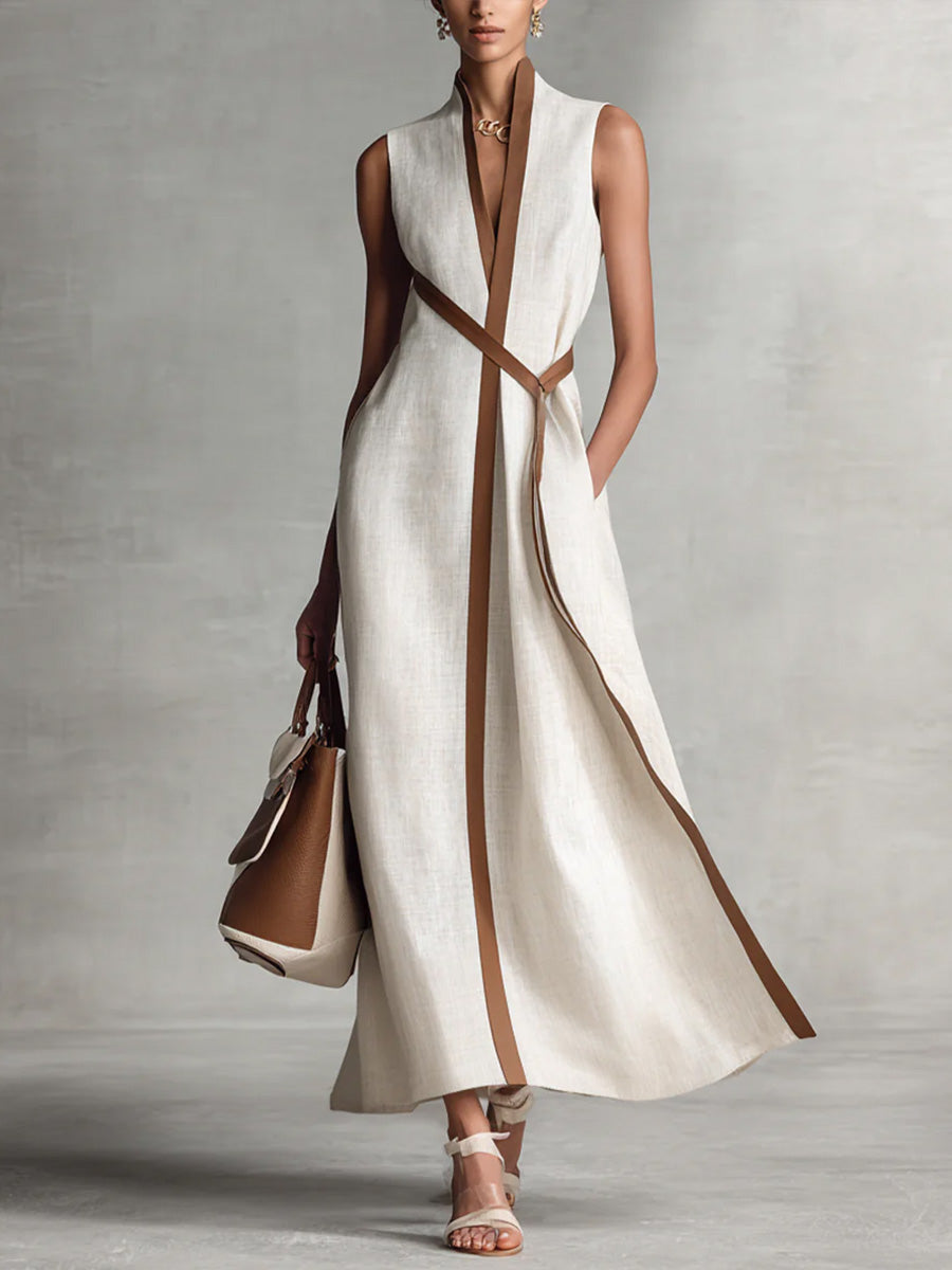 Helena | Lightweight Summer Dress – Sleeveless with Mandarin Collar