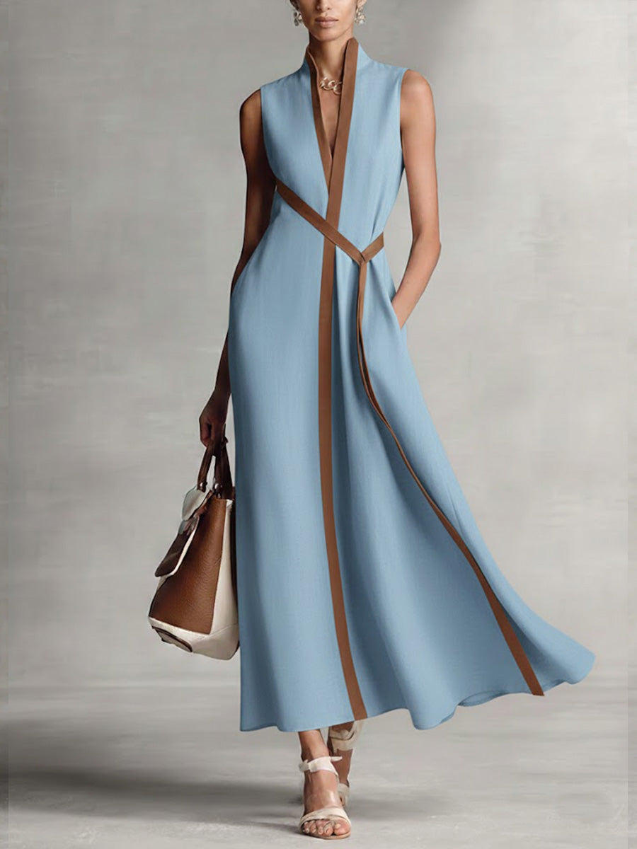 Helena | Lightweight Summer Dress – Sleeveless with Mandarin Collar