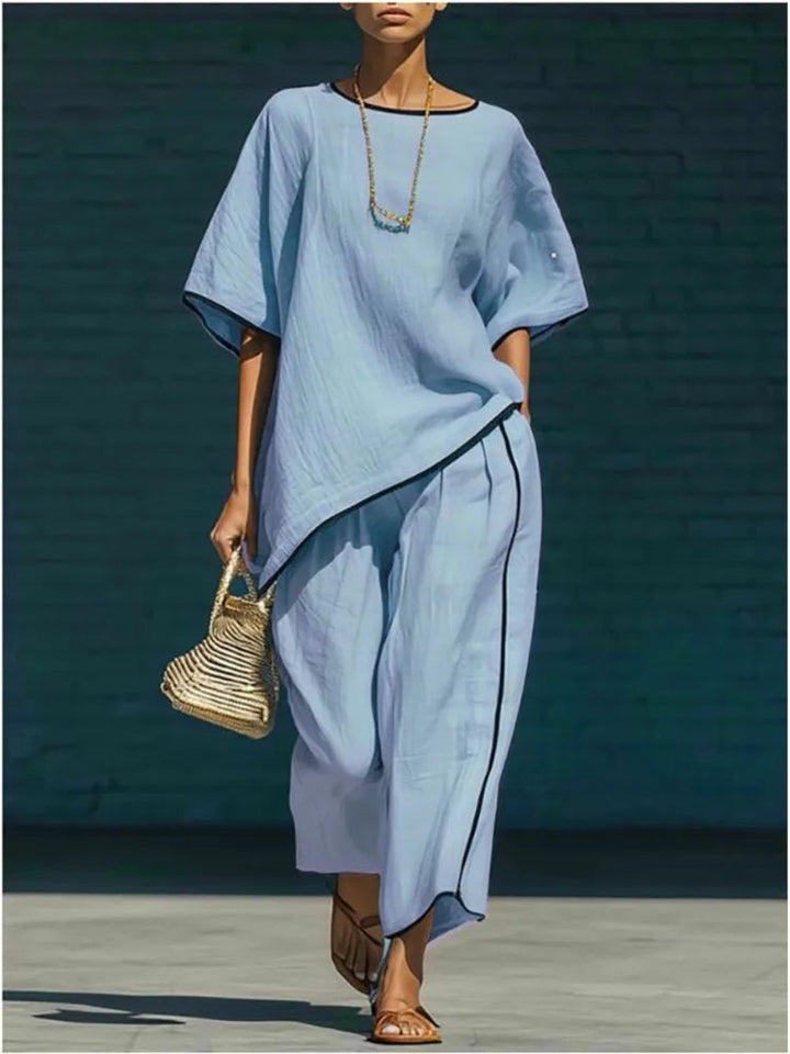 Sofia | Linen Cropped Pant Set – Casual Summer