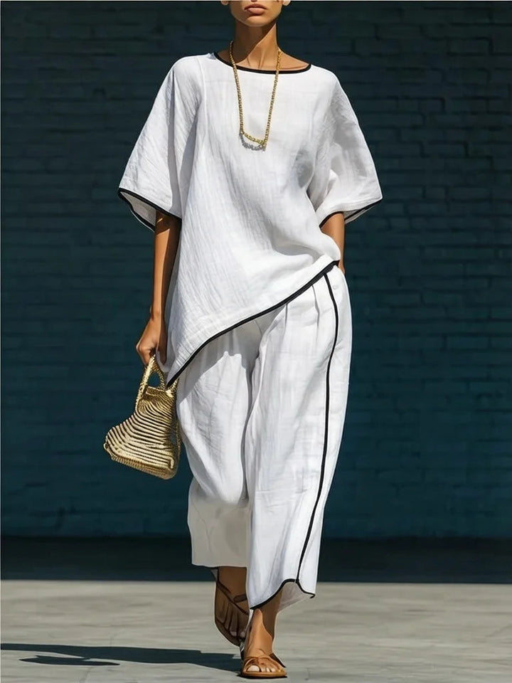 Sofia | Linen Cropped Pant Set – Casual Summer