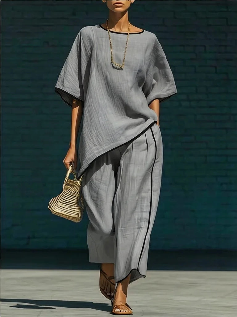 Sofia | Linen Cropped Pant Set – Casual Summer