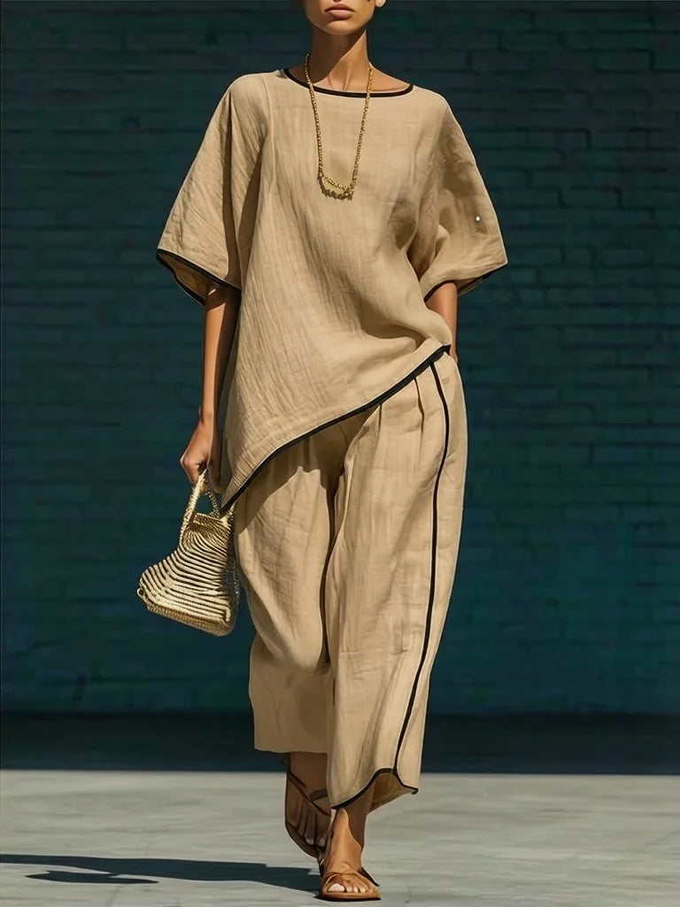 Sofia | Linen Cropped Pant Set – Casual Summer